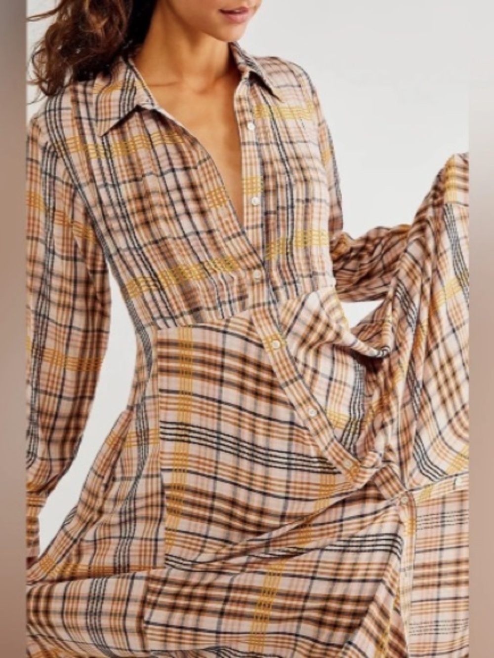 Free People Plaid Maxi Dress